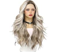 Perruque Femme Perruque de fête for femmes, perruque en dentelle faite à la main, grise for, dégradé couleur, cheveux bouclés quotidiens grande vague