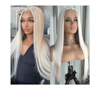 Perruque Femme Perruque Lace Front Wig synthétique sans colle, cheveux synthétiques lisses à reflets blonds platine, pre-plucked, for femmes Perruque Naturelle(Platinum silver)