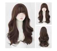 Perruque Femme Perruque longue noire brune for femmes, perruque naturelle, perruque synthétique à frange complète de 26 pouces, adaptée à une utilisation quotidienne en soirée Perruques pour Femmes Mo