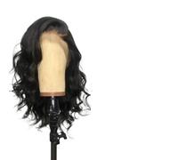 Perruque Femme Perruque sans colle noire de cheveux vague perruques avant dentelle corps courte avec 16 pouces