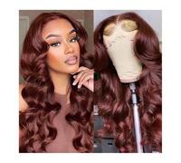 Perruque Femme Perruque synthétique à dentelle frontale brun rougeâtre de 20 à 30 pouces de long, ondulée, cuivrée, rouge, brun, partie en T, 13X4, perruques en dentelle for femmes pré-épilées hair wi