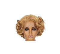 Perruque Femme Perruque synthétique courte bou et ondulée de 25 cm for femme, aspect naturel, avec raie en T et dentelle frontale hair wigs(Honey Blonde)