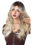 Perruque Femme Perruque synthétique ondulée longue marron châtain avec frange, faux cheveux ondulés, perruque à usage quotidien for femmes(LC2061-1)