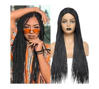 Perruque Femme Perruque tressée résistante à la chaleur, 26 pouces, boîte ombrée, perruque tressée for femmes noires, faux cuir chevelu Perruque Charmante(1B Color)