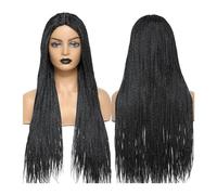 Perruque Femme Perruque Tresses Africaines femmes boîte Crochet tresses perruques Perruque tressée à la main cheveux synthétiques tresses perruques Perruque Naturelle(1B Color)