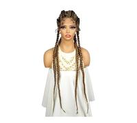 Perruque Femme Perruques à quatre tresses, perruque synthétique tressée à l'avant en dentelle, longue perruque faite à la main, 36 pouces, aspect naturel hair wigs(1B27)