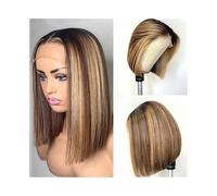 Perruque Femme Perruques Bob 13×4 en cheveux humains, coupe courte indienne, avec dentelle frontale, densité 180(14inches)