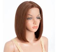 Perruque Femme Perruques brésiliennes Remy courtes et lisses, coupe au carré, 13 x 6 x 1,5 cm, for femmes hair wigs(Brown,8inch)