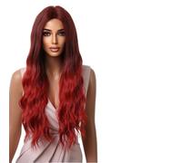 Perruque Femme Perruques de cheveux roses avec raie centrale, perruque longue ombrée rose résistante à la chaleur for femmes, look fête quotidien(LC2043-1)