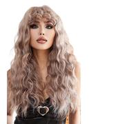 Perruque Femme Perruques longues ondulées avec frange bou perruques bou s brunes for les femmes à la recherche de cheveux for perruque quotidienne(LC1071-2)