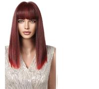 Perruque Femme Perruques ombrées brunes de longueur moyenne avec frange for femmes, perruques cheveux fête droites(LC2110-3)