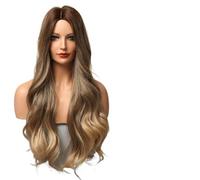 Perruque Femme Perruques ondulées longues, racines brunes blondes blanches, cheveux ondulés for femmes, partie centrale(Lc5307-1)