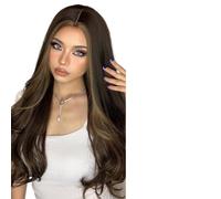 Perruque Femme Perruques ondulées longues, racines brunes blondes blanches, cheveux ondulés for femmes, partie centrale(LC5125)