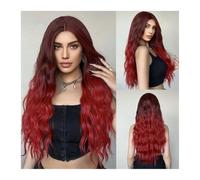 Perruque Femme Perruques synthétiques ondulées longues rouge vin ombré bordeaux for femmes, perruque Cosplay avec raie au milieu, cheveux en fibres naturelles résistantes à la chaleur hair wigs