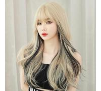 Perruque Femme Thé Noir 62Cm De Long Cheveux Bouclés Perruque Complète Style Européen Et Américain Frange Complète Met En Évidence La Mode Grande Couverture De Cheveux Ondulés