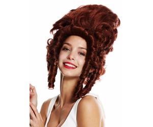 Perruque Femme Théâtre Cosplay Baroque Marie Antoinette Comtesse Noble Rouge