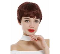 Perruque Femme Très Courte Pixie Cut Coiffure Courte Frange Rouge Brun