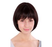 WIG ME UP - Perruque, Carré Plongeant, Châtain Foncé, 20 Cm