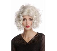 Perruque Femmes Carnaval Diva Hollywood Court Bouclé Crête Moyen Platine Blonde