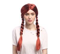 Perruque Femmes Carnaval Kupfer-Rot Long Tressé Tresses Crête Moyen