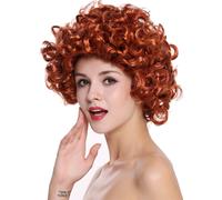 Perruque Femmes Carnaval Longueur Moyenne Forte Bouclé Boucles Rouge 80s 91074