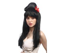 Perruque Femmes Carnaval Noir Long Lisse Beehive avec Anglaises Carmen Espagne