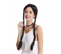 Perruque Femmes Carnaval Noir Long Tressé Tresses Crête Moyen Lolita