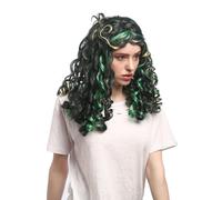 Perruque Femmes Carnaval Renaissance Boucles Grün-mix Mèches Blonde Crête Moyen