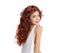 Perruque Femmes Carnaval Rot-Braun-Mix Long Ondulées Bouclé Tressée Serre-Tête