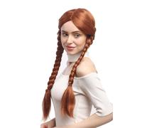 Perruque Femmes Carnaval Rouge Rouille Rouge Auburn Long Tressé Tresses