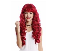 Perruque Femmes Halloween Carnaval Long Volume Boucles Bou range Rouge