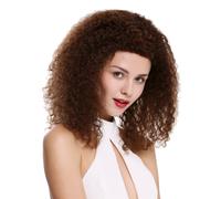 Perruque Femmes Véritables Lace-Front Teil-Mono Boucles Volumineux Cuivre Braun