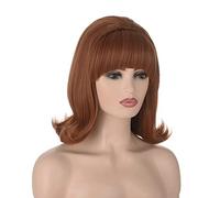 Perruque Flick-Up des années 60 | FVCENT 70's Retro Beehive Style Vintage Look Flicked Beehive Bob 50's Style Perruque Costume Perruque Femme avec Frange (Gingembre)