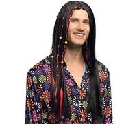 perruque flower power cheveux longs noir homme - boland 86368 Noir G
