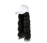 Perruque for femme bonnet tricoté, bonnet tricoté, chapeaux de perruque réglables longs ondulés, perruques de remplacement dans un chapeau for filles, casquette de baseball avec cheveux marron noir pe