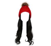 Perruque for femme bonnet tricoté, bonnet tricoté chaud d'hiver, bonnet for femme, bonnet tricoté, perruque d'hiver en laine tricotée, cheveux longs ondulés, cheveux bouclés, chapeau chaud amovible(Wi