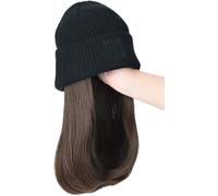 Perruque for femme bonnet tricoté, bonnet tricoté chaud d'hiver, chapeau for femme perruque bonnet tricoté perruque bonnet de perruque tricoté d'hiver perruque longue ondulée bouclée bonnet de perruqu