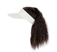 Perruque for femme bonnet tricoté, bonnet tricoté chaud d'hiver, perruque de chapeau for femme, casquette de baseball à ondes courtes, perruque avec extensions de cheveux bouclés, perruque ondulée syn
