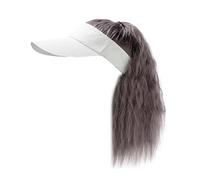 Perruque for femme bonnet tricoté, bonnet tricoté chaud d'hiver, perruque de chapeau for femme, casquette de baseball à ondes courtes, perruque avec extensions de cheveux bouclés, perruque ondulée syn