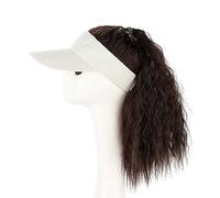 Perruque for femme bonnet tricoté, bonnet tricoté chaud d'hiver, perruque de chapeau for femme, casquette de baseball à ondes courtes, perruque avec extensions de cheveux bouclés, perruque ondulée syn