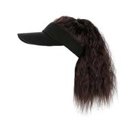 Perruque for femme bonnet tricoté, bonnet tricoté chaud d'hiver, perruque de chapeau for femme, casquette de baseball à ondes courtes, perruque avec extensions de cheveux bouclés, perruque ondulée syn