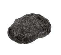 Perruque for homme avec système de peau en polyuréthane intégral, boucle en V, 0,02-0,03 mm, 8 x 10 pouces, respirante, cheveux humains. Hairline Fine