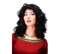 Perruque frisée noire, volumineuse, boucles légèrement ondulée, idéal pour Carnaval 61842