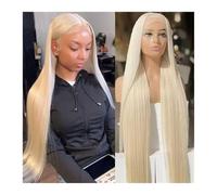 Perruque frontale en dentelle blonde en T, cheveux humains vierges pré-épilés, 10 à 34 pouces, lisses et soyeux, 13 x 1 x 4, partie centrale en dentelle, densité 150% Postiche Cheveux Femme(26inches)