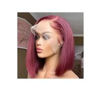 Perruque frontale en dentelle Bob bordeaux cheveux humains 13x4 droite 180 densité perruques frontales en dentelle de couleur rouge transparente Bob cheveux humains Postiche Cheveux Femme(16inches)