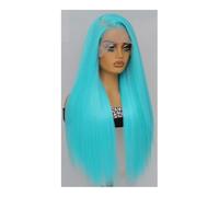 Perruque frontale en dentelle HD 30 pouces 13x4, longue et lisse, sans colle, pré-épilée, résistante à la chaleur, for un usage quotidien Extensions de cheveux(Sky Blue)