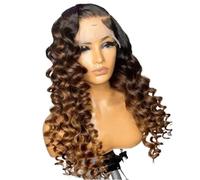 Perruque frontale en dentelle ondulée profonde de 26 pouces, densité 180, cheveux synthétiques avant en dentelle, perruques bou s marron chocolat for femme Effet naturel et Volumineux