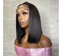 Perruque Frontale En Dentelle Pour Femmes, Cheveux Courts, Tête Bobo, Cheveux Courts, Boucle Intérieure, Cheveux Lisses, Clavicule