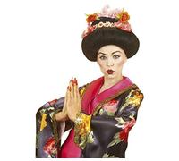 Perruque geisha avec fleurs luxe