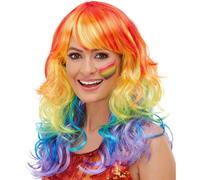 Perruque Glam Arc-En-Ciel Large Ondulée (Taille Unique) Multicolore